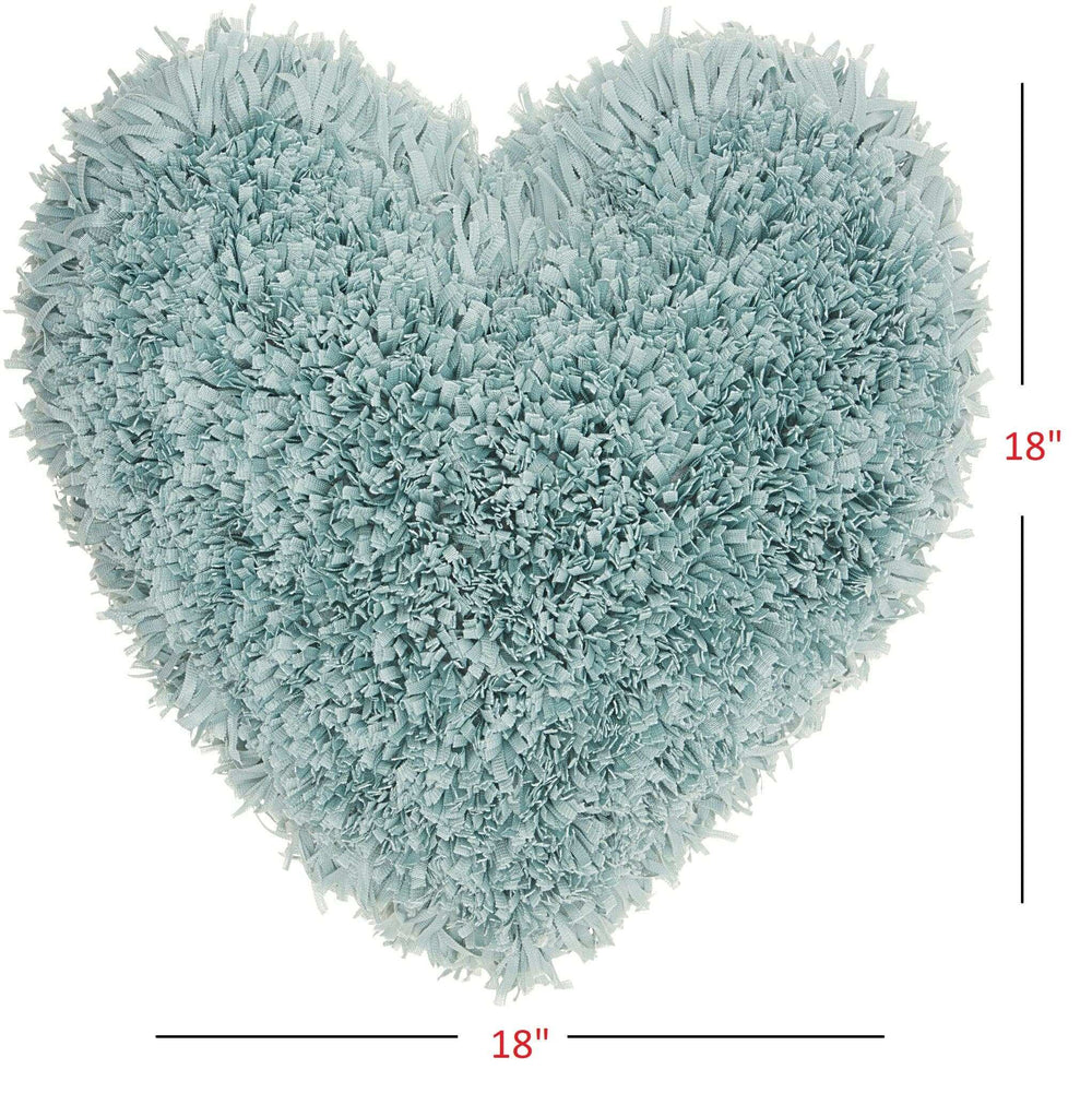 Heart Shaped Celadon Shag Accent Pillow - Homeroots - Flyclothing LLC