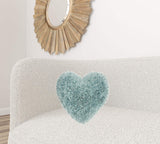 Heart Shaped Celadon Shag Accent Pillow - Homeroots - Flyclothing LLC
