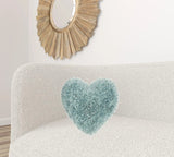 Heart Shaped Celadon Shag Accent Pillow - Homeroots
