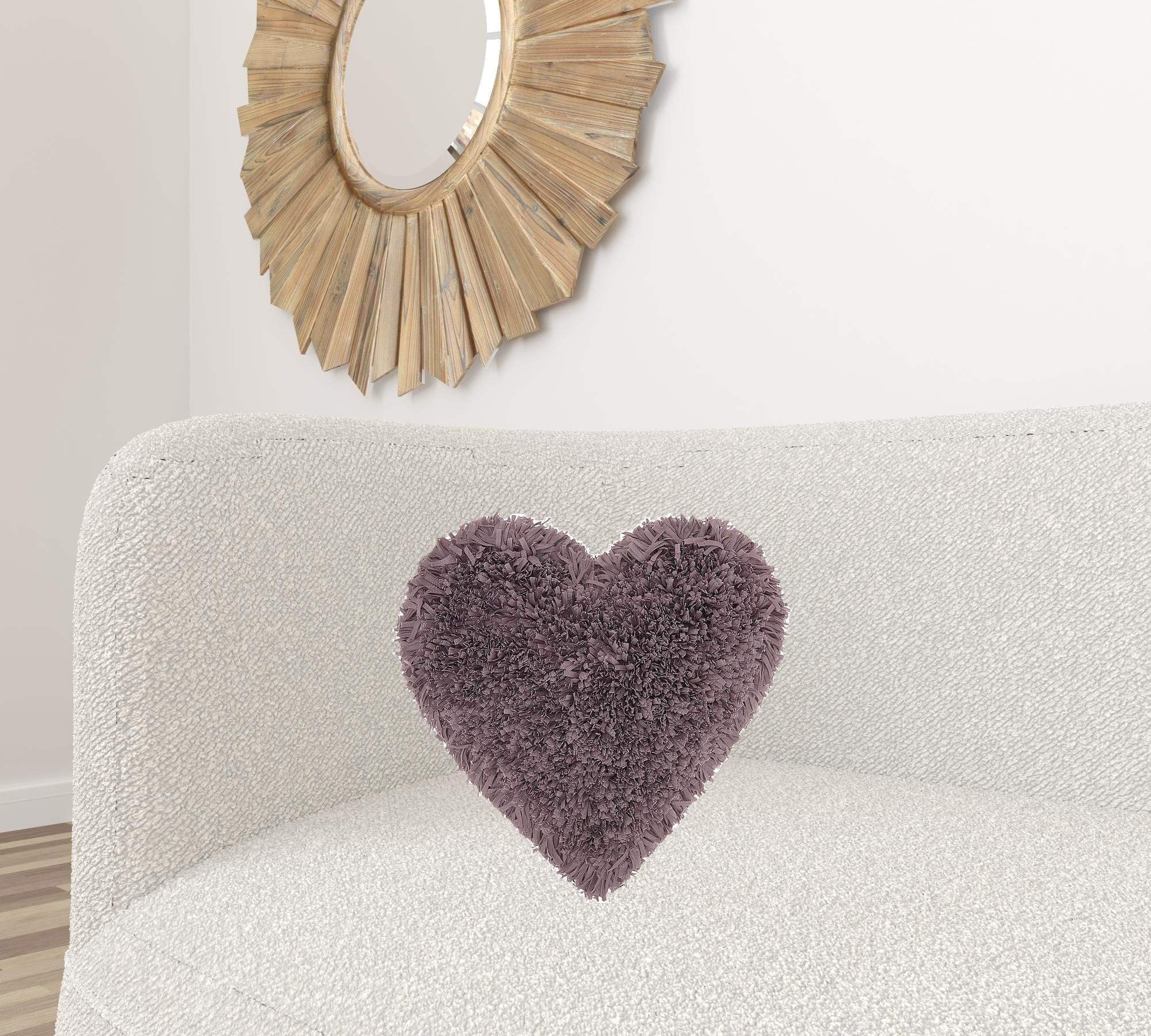 Heart Shaped Lavendar Shag Accent Pillow - Homeroots - Flyclothing LLC