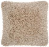 Fluffy Beige Shag Accent Throw Pillow - Homeroots