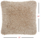Fluffy Beige Shag Accent Throw Pillow - Homeroots