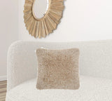 Fluffy Beige Shag Accent Throw Pillow - Homeroots