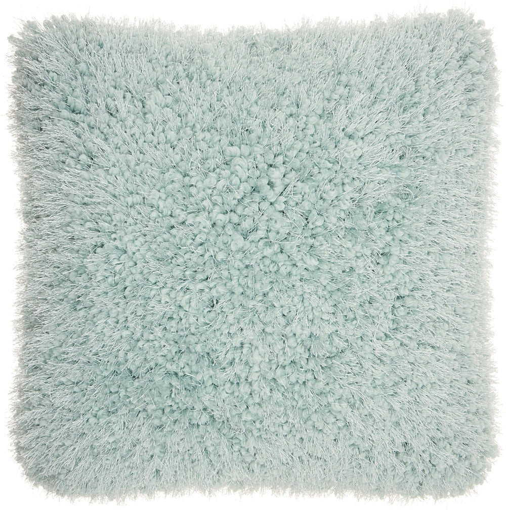 Fluffy Celadon Blue Shag Accent Throw Pillow - Homeroots