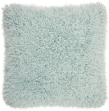 Fluffy Celadon Blue Shag Accent Throw Pillow - Homeroots