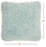 Fluffy Celadon Blue Shag Accent Throw Pillow - Homeroots