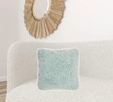 Fluffy Celadon Blue Shag Accent Throw Pillow - Homeroots