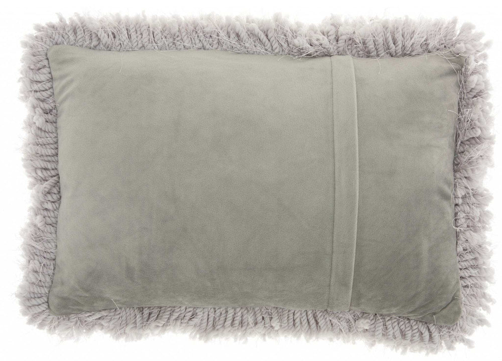 Pale Gray Knubby Plush Lumbar Throw Pillow - Homeroots - Flyclothing LLC