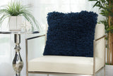 Fluffy Navy Shag Accent Throw Pillow - Homeroots