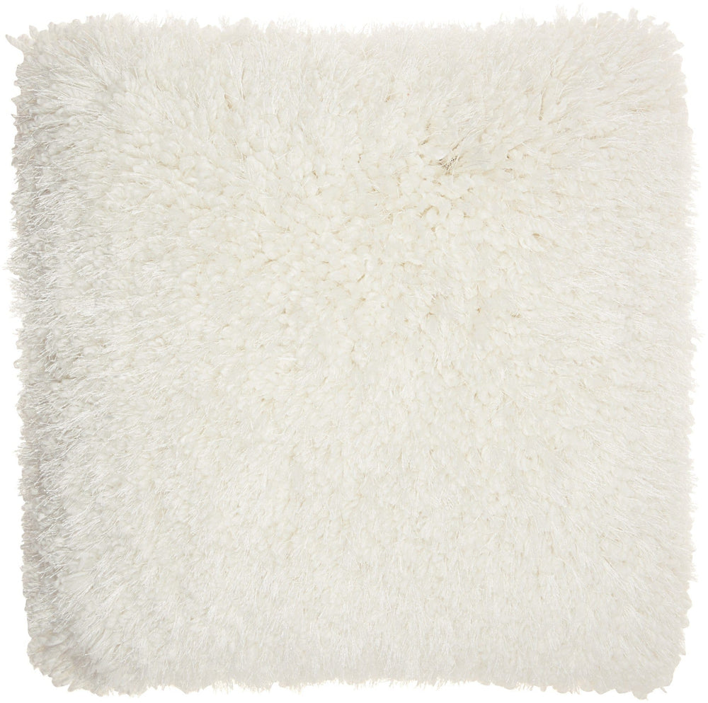 Fluffy White Shag Accent Throw Pillow - Homeroots