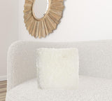 Fluffy White Shag Accent Throw Pillow - Homeroots