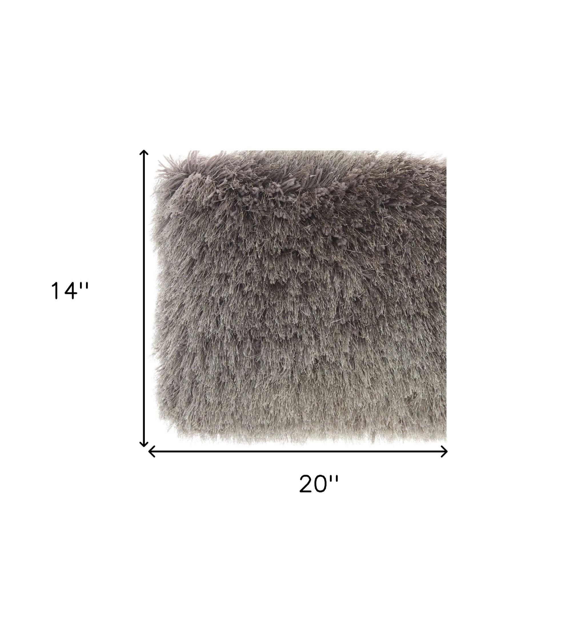 14" X 20" Slate Gray Faux Fur Throw Pillow - Homeroots - Flyclothing LLC