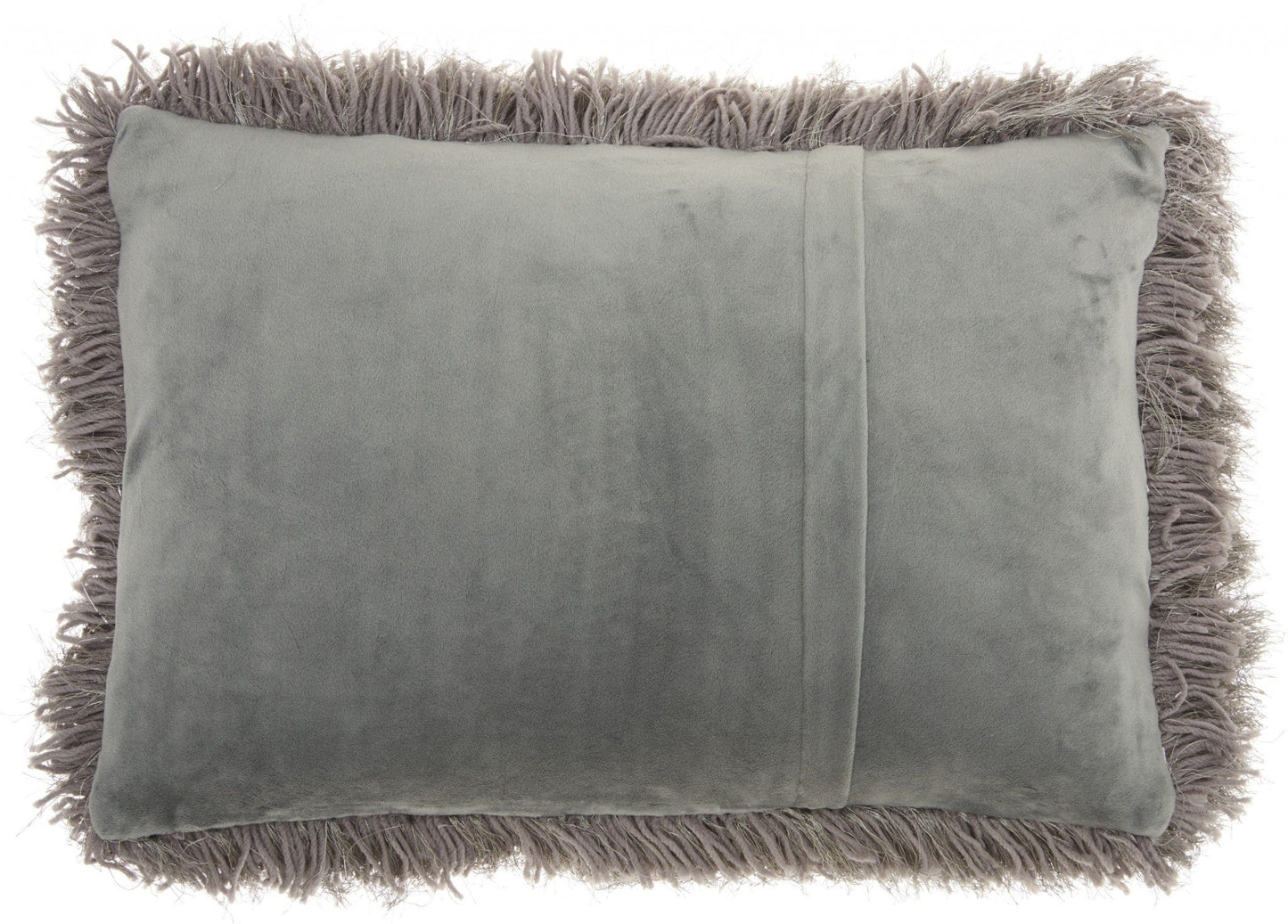 14" X 20" Slate Gray Faux Fur Throw Pillow - Homeroots - Flyclothing LLC