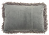 14" X 20" Slate Gray Faux Fur Throw Pillow - Homeroots