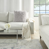 20" Light Gray Shag Accent Throw Pillow - Homeroots