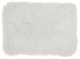 14" X 20" White Super Shaggy Throw Pillow - Homeroots