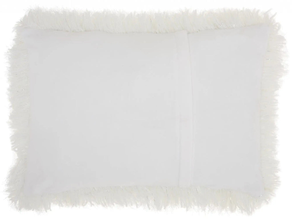 14" X 20" White Super Shaggy Throw Pillow - Homeroots - Flyclothing LLC