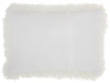 14" X 20" White Super Shaggy Throw Pillow - Homeroots