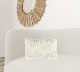 14" X 24" Long Ivory Shag Throw Pillow - Homeroots