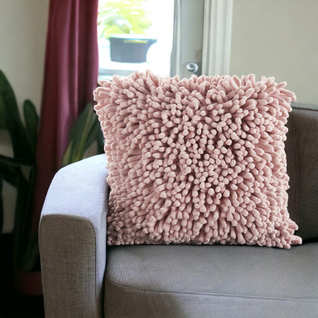20" Pale Pink Soft Nubby Shag Throw Pillow - Homeroots - Flyclothing LLC