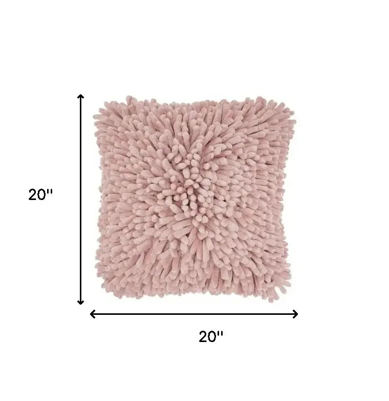 20" Pale Pink Soft Nubby Shag Throw Pillow - Homeroots - Flyclothing LLC