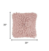 20" Pale Pink Soft Nubby Shag Throw Pillow - Homeroots - Flyclothing LLC