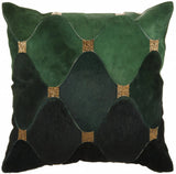 18" X 18" Green Geometric Cowhide Pillow With Sequins - Homeroots