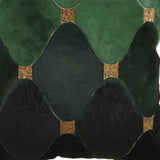18" X 18" Green Geometric Cowhide Pillow With Sequins - Homeroots