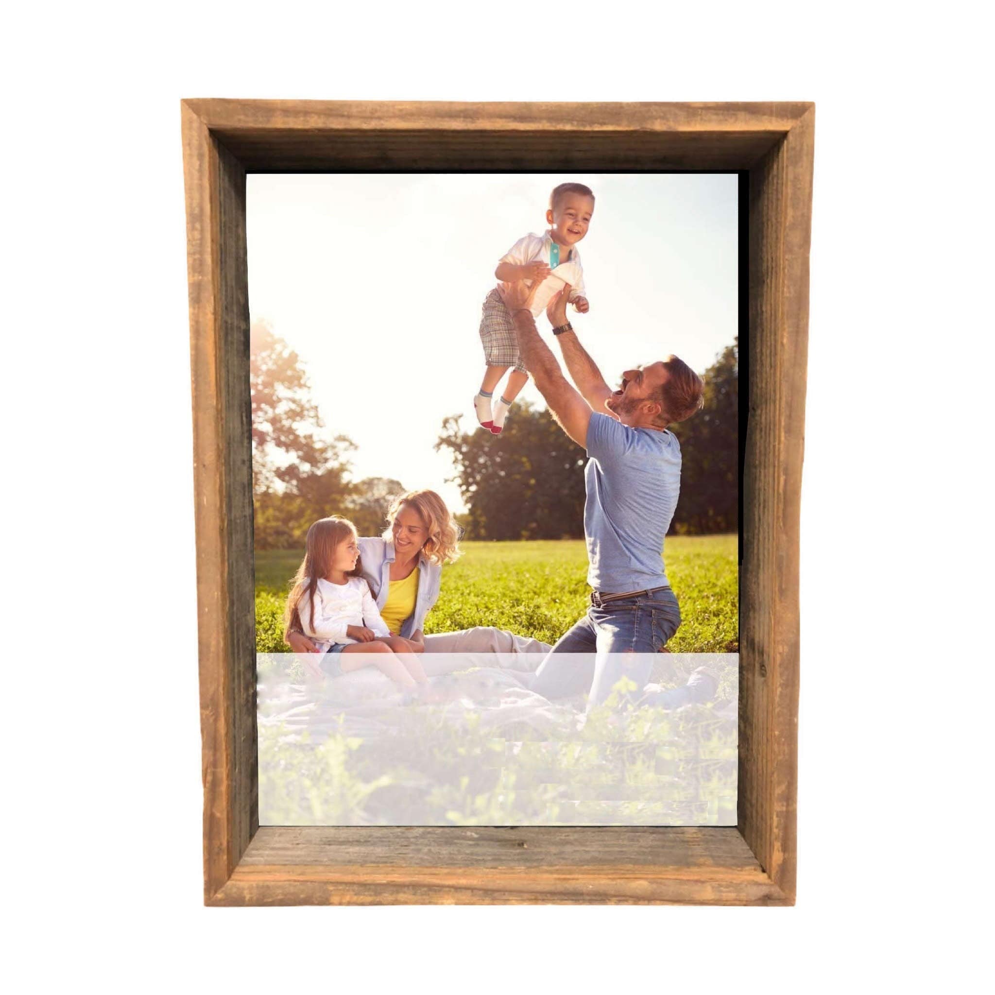 8” X 8” Rustic Farmhouse Gray Wood Shadow Box Frame - Homeroots