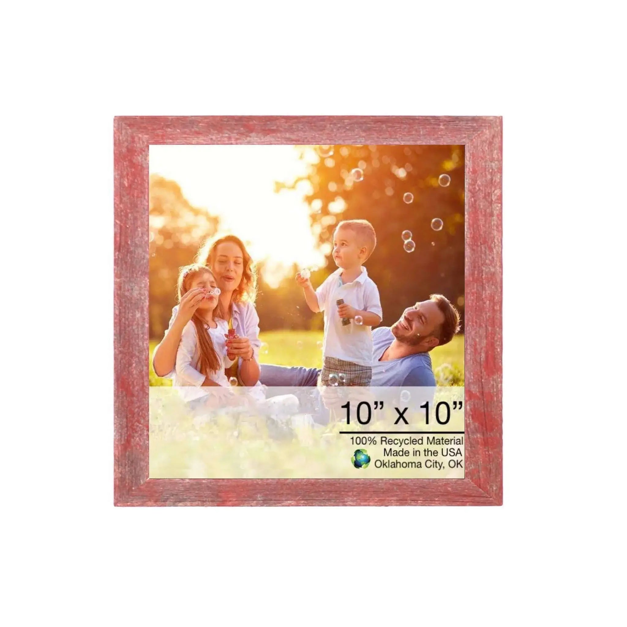 10” X 10” Rustic Farmhouse Red Wood Frame - Homeroots - Flyclothing LLC