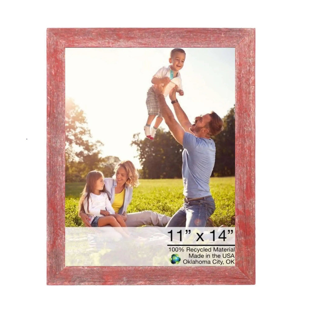 11” X 14” Rustic Farmhouse Red Wood Frame - Homeroots