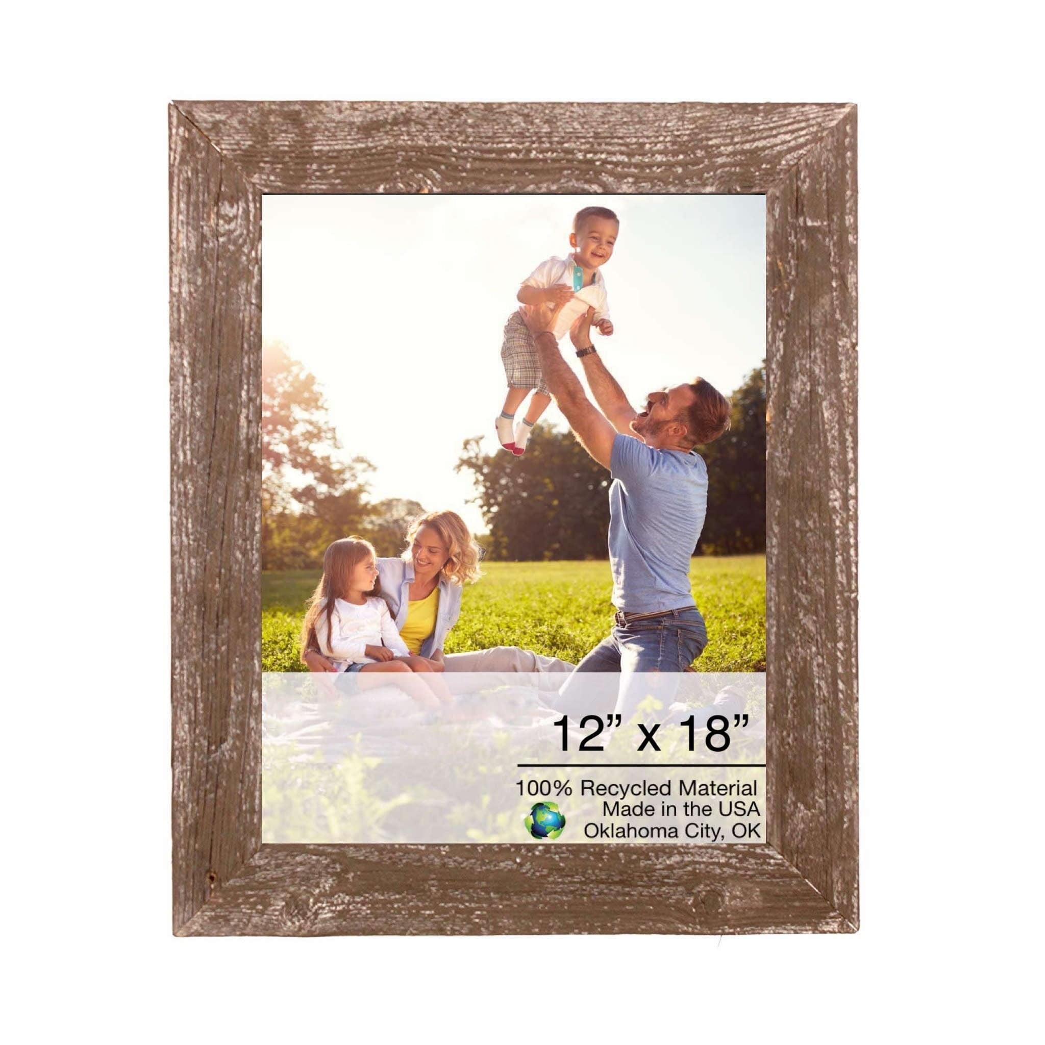 12” X 18” Rustic Farmhouse Brown Wood Frame - Homeroots
