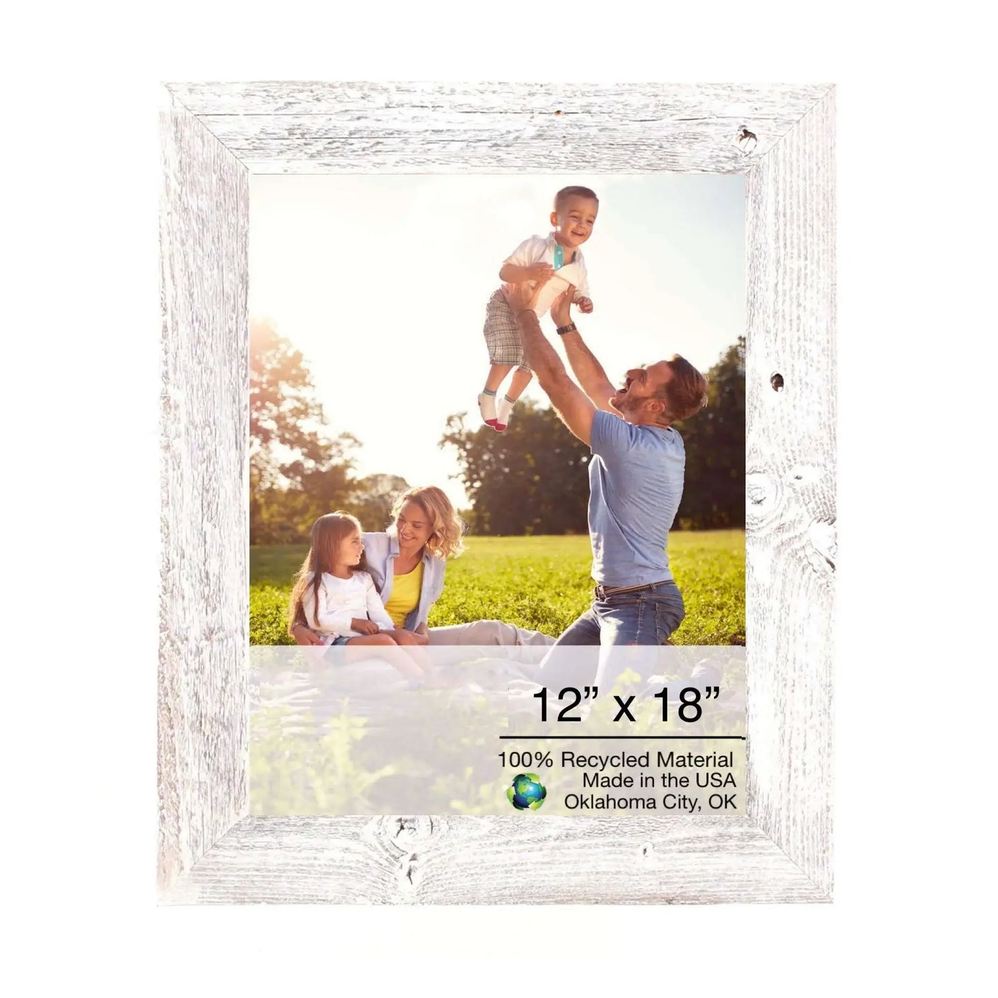 12” X 18” Rustic Farmhouse White Wash Wood Frame - Homeroots - Flyclothing LLC