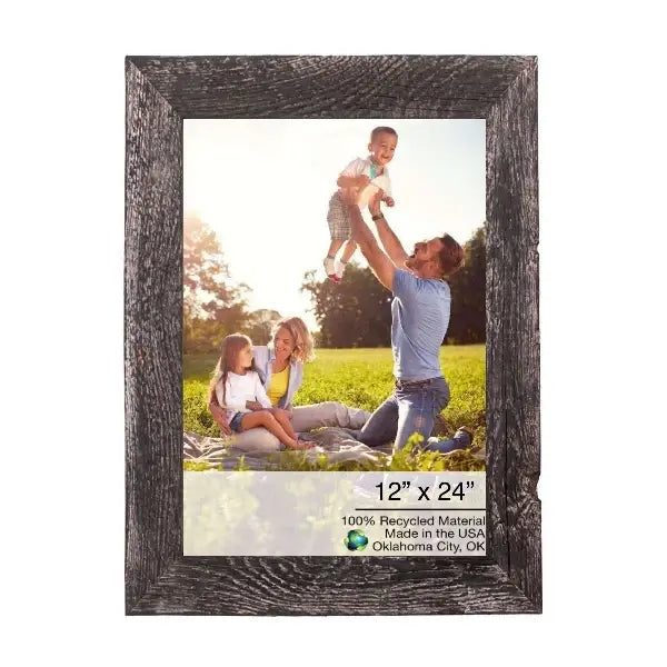 12" X 24" Rustic Farmhouse Rustic Black Wood Frame - Homeroots - Flyclothing LLC