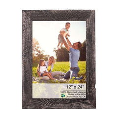 12" X 24" Rustic Farmhouse Rustic Black Wood Frame - Homeroots