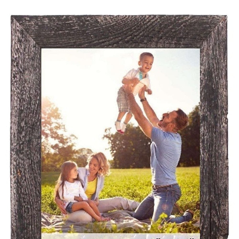 12" X 24" Rustic Farmhouse Rustic Black Wood Frame - Homeroots