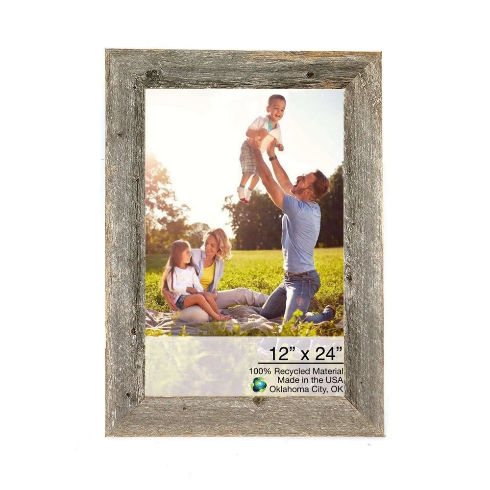 12" X 24" Rustic Farmhouse Gray Wood Frame - Homeroots