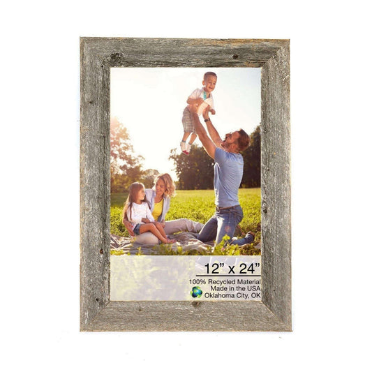 12" X 24" Rustic Farmhouse Gray Wood Frame - Homeroots