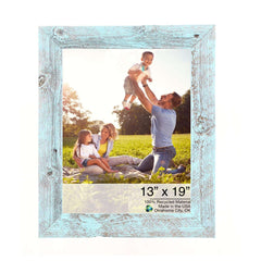 13” X 19” Rustic Farmhouse Light Aqua Blue Wood Frame - Homeroots