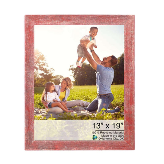 13” X 19” Rustic Farmhouse Red Wood Frame - Homeroots
