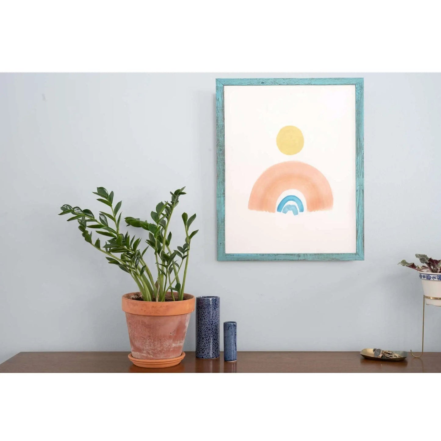 16" X 20" Rustic Farmhouse Light Aqua Blue Wood Frame - Homeroots - Flyclothing LLC