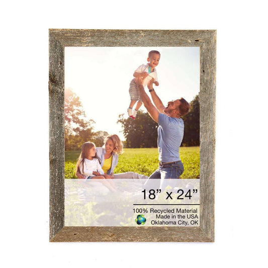 18" X 24" Rustic Farmhouse Gray Wood Frame - Homeroots