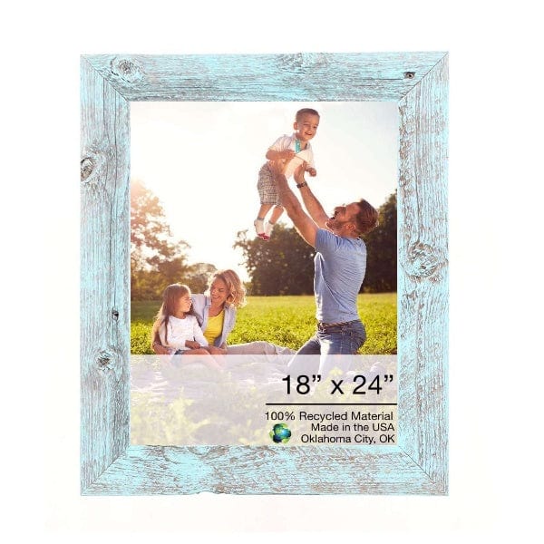 18" X 24" Rustic Farmhouse Light Aqua Blue Frame - Homeroots - Flyclothing LLC