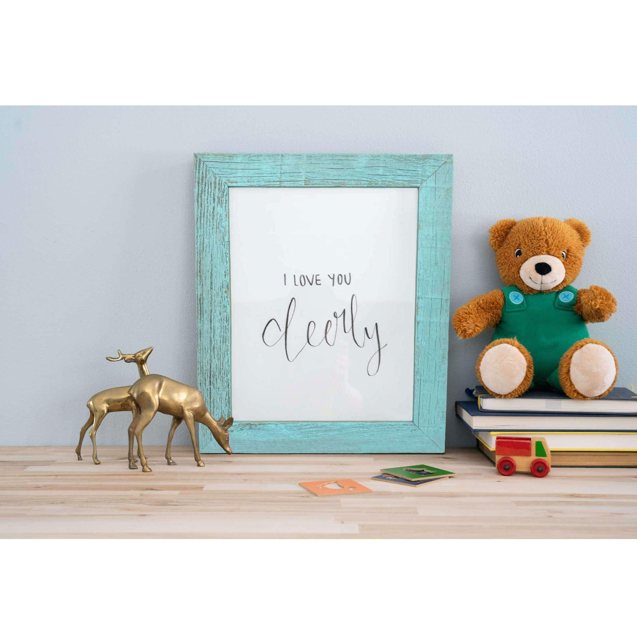18" X 24" Rustic Farmhouse Light Aqua Blue Frame - Homeroots - Flyclothing LLC