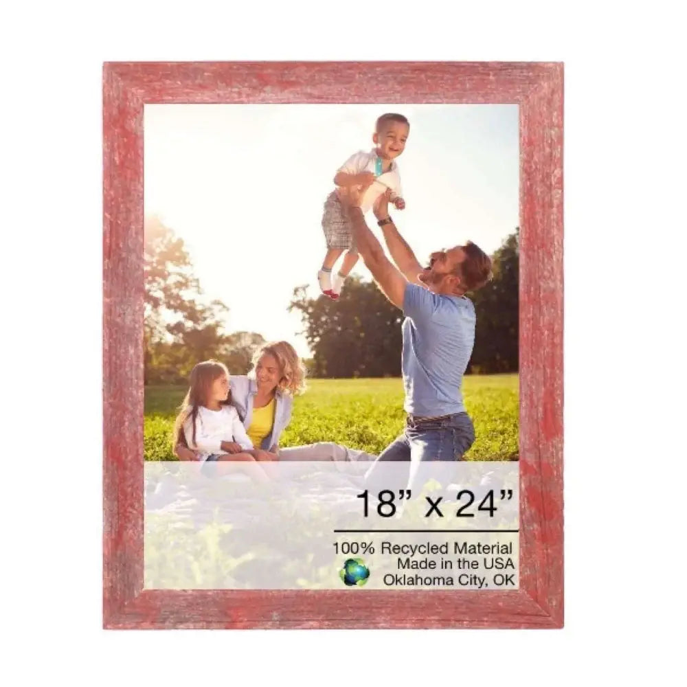 18" X 24" Rustic Farmhouse Red Wood Frame - Homeroots - Flyclothing LLC