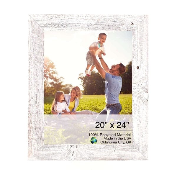 20" X 24" Rustic Farmhouse White Wash Wood Frame - Homeroots - Flyclothing LLC