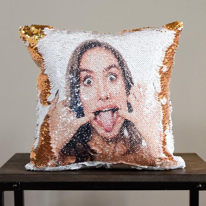 Custom Photo Cushion Cover Diy Personalized Sequin Luminous Pillowcase Room Decoration Baby Wedding Pet Photos Printed - My Store - Flyclothing LLC