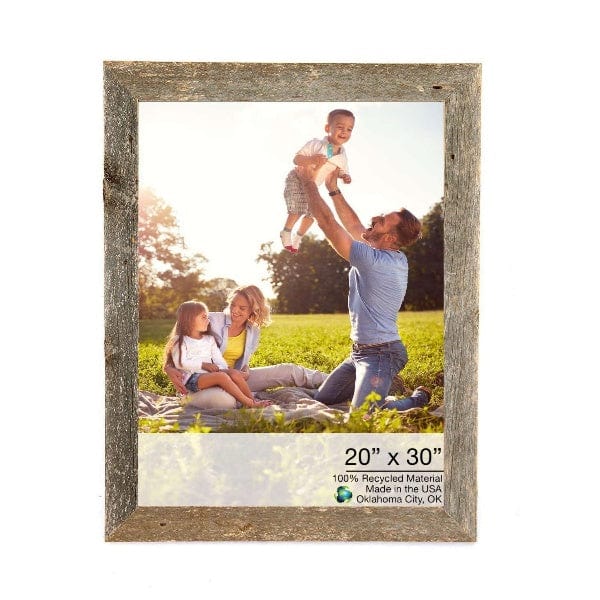 20" X 30" Rustic Farmhouse Weathered Gray Wood Frame - Homeroots