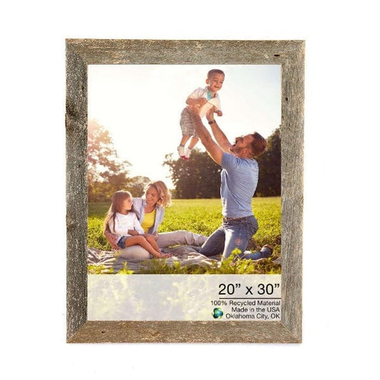 20" X 30" Rustic Farmhouse Weathered Gray Wood Frame - Homeroots