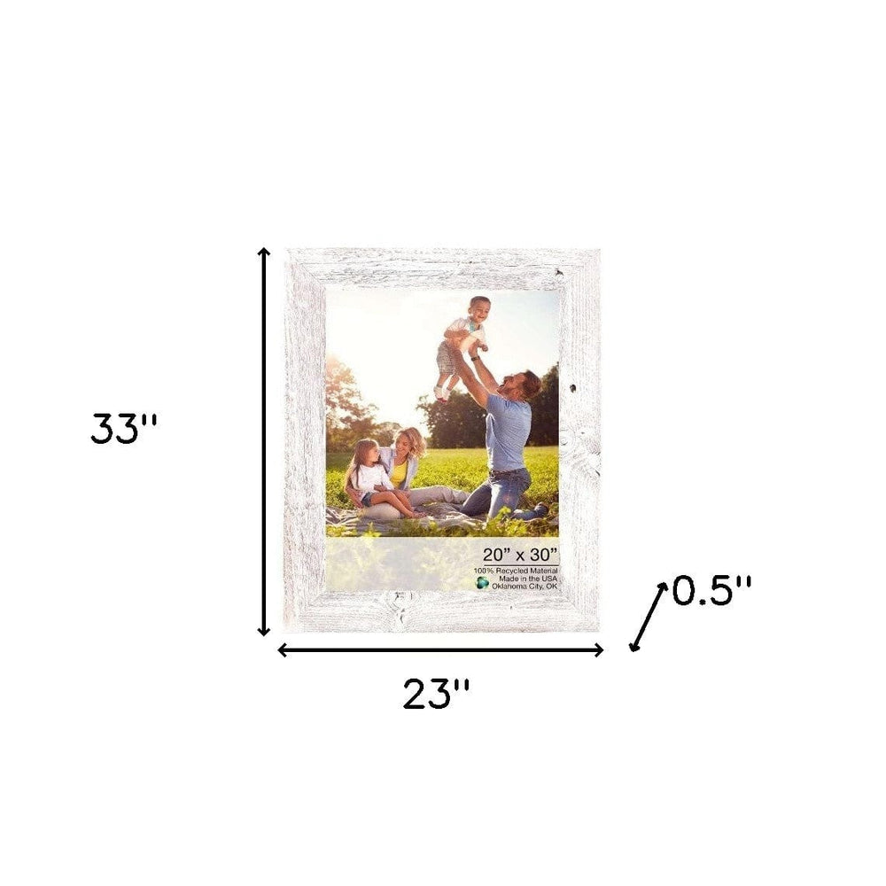 20" X 30" Rustic Farmhouse White Wash Wood Frame - Homeroots - Flyclothing LLC